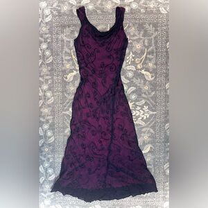 Nostalgia Deep Navy Mesh embroidered Overlay on pink slinky maxi Dress gown